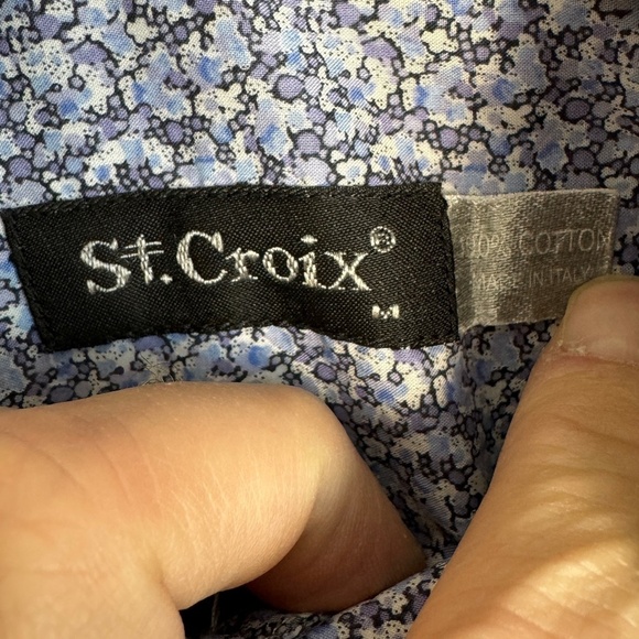 St. Croix Men's Long Sleeve Bluish-Purple Allover Patterned Button Up Shirt M - Picture 2 of 11